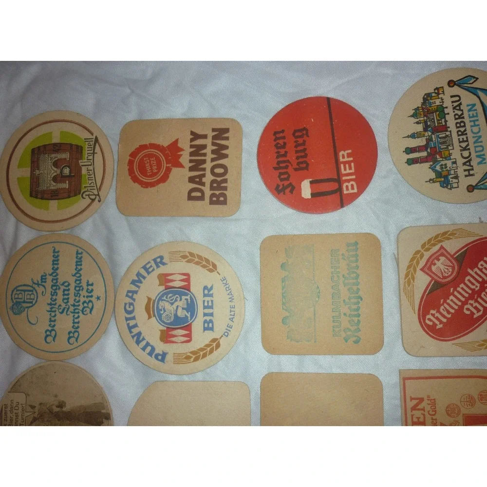 Vintage German Beer Coaster Lot 25pc Heineken Hofbrauhaus Spaten Bar